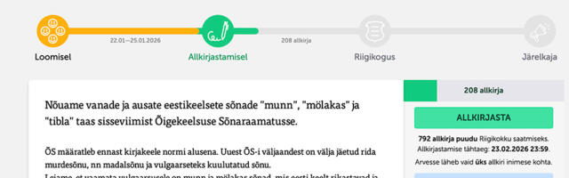 Rahvaalgatus: Munn, mölakas ja tibla tagasi ÕS-i ja kirjakeelde