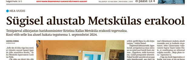 Lääne Elu paberleht neljapäeval, 30. mail
