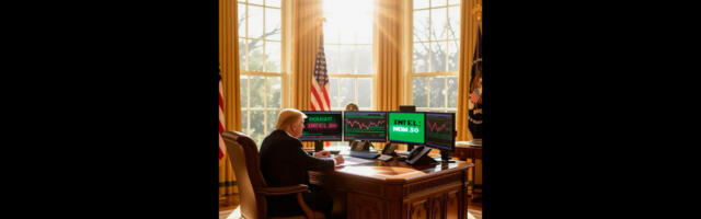 President Trump posts an AI-generated image of him trading Intel stock inside the White House — imaginary share was bought at $20 and sold at $30, reflective of real-world prices