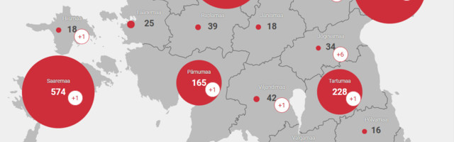 Eesti maakondade koroonakaart 14. oktoobri seisuga
