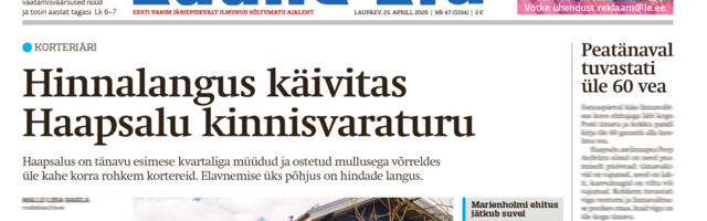 Lääne Elu paberleht laupäeval, 25. aprillil
