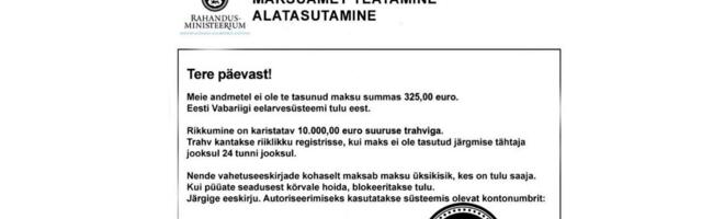 Ministeeriumi nimel on hakanud levima petukirjad