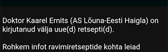 NB! Levib retsepti teavituse petusõnum