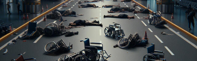 Lennujaama töötajad lõhkusid reisijatele elutähtsaid ratastoole: ilma selleta pole võimalik liikuda