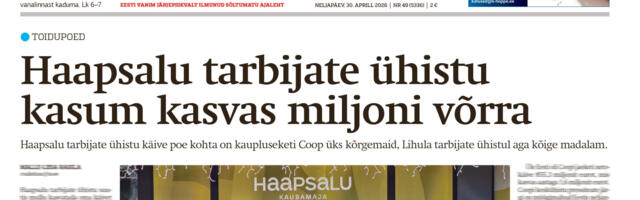Lääne Elu paberleht neljapäeval, 30. aprillil