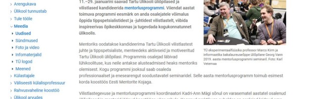 Algas kandideerimine Tartu Ülikooli mentorlusprogrammi