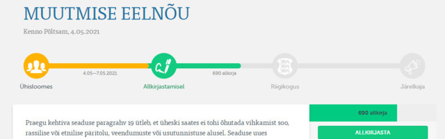 Petitsioon sõna- ja ajakirjandusvabaduse piiramise vastu ootab pühapäeva õhtuni sinu häält!