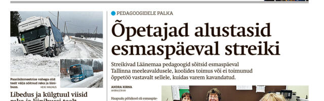 Lääne Elu paberleht teisipäeval, 23. jaanuaril