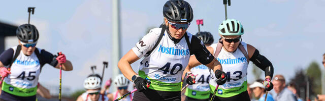 Suvebiatloni Eesti meistrid ühisstardist sõidus on Regina Ermits ja Rene Zahkna