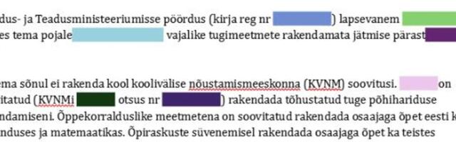 Tallinn lekitas pereisa mureliku kirja lapse hariduslikest erivajadustest