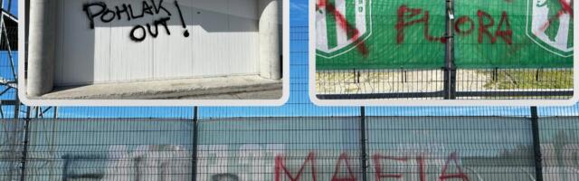 FOTOD | Jalgpalliliit rahvusstaadioni ümbrusse joonistatud tümitavatest sõnumitest: tegemist on seaduse rikkumisega, teeme politseile avalduse
