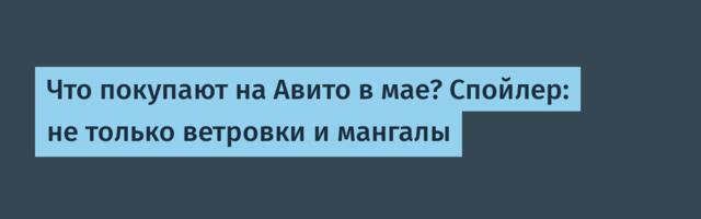 Что покупают на Авито в мае? Спойлер: не только ветровки и мангалы