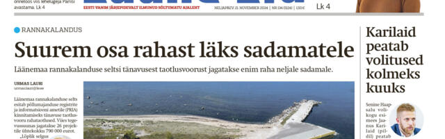 Lääne Elu paberleht neljapäeval, 21. novembril