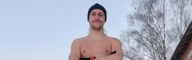 Kohtlajärvelane Andrei Ševela käib talvekülma trotsides palja ülakehaga jooksmas