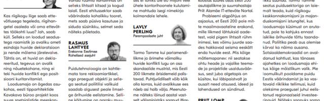 Postimees: Rasmus Lahtvee > Kuidas hindate Eesti 200 poliitiku, riigikogu keskkonnakomisjoni endise juhi Tarmo Tamme seotust loodusmaja ehitustellimusega?