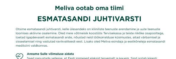 Meliva otsib esmatasandi juhtivarsti