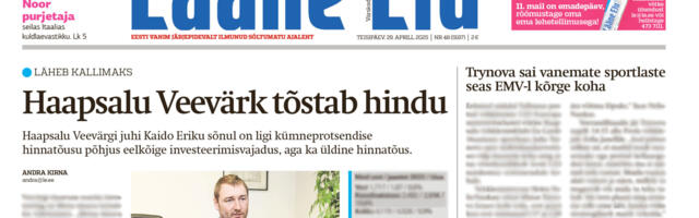 Lääne Elu paberleht teisipäeval, 29. aprillil