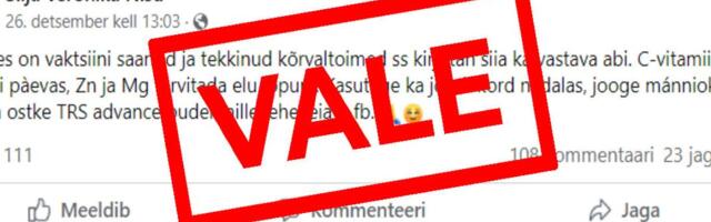 FAKTIKONTROLL | C-vitamiin, tsink ja männiokkatee ei aita koroonavaktsiini kehast välja uhtuda